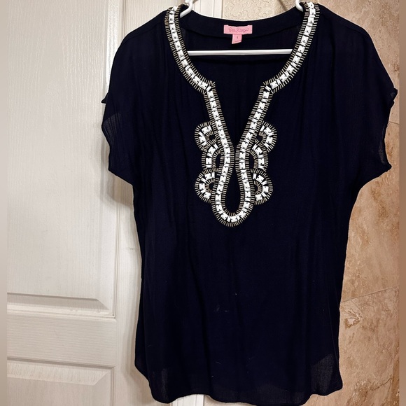 Lilly Pulitzer Tops - Lily Pulitzer | Navy Embellished Top Small
